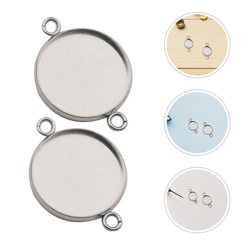 Bezels Set Pendant - 20 Buah Penghubung Cabochon untuk Gelang,