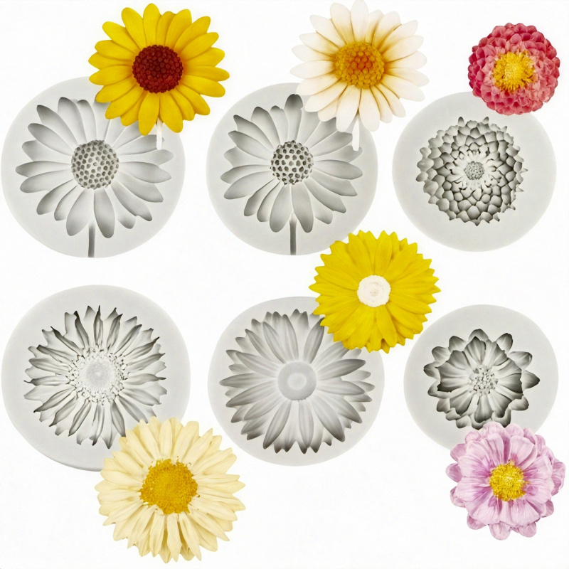 Resin Craft Ideas - 6 Buah, Cetakan Silikon Bunga Matahari