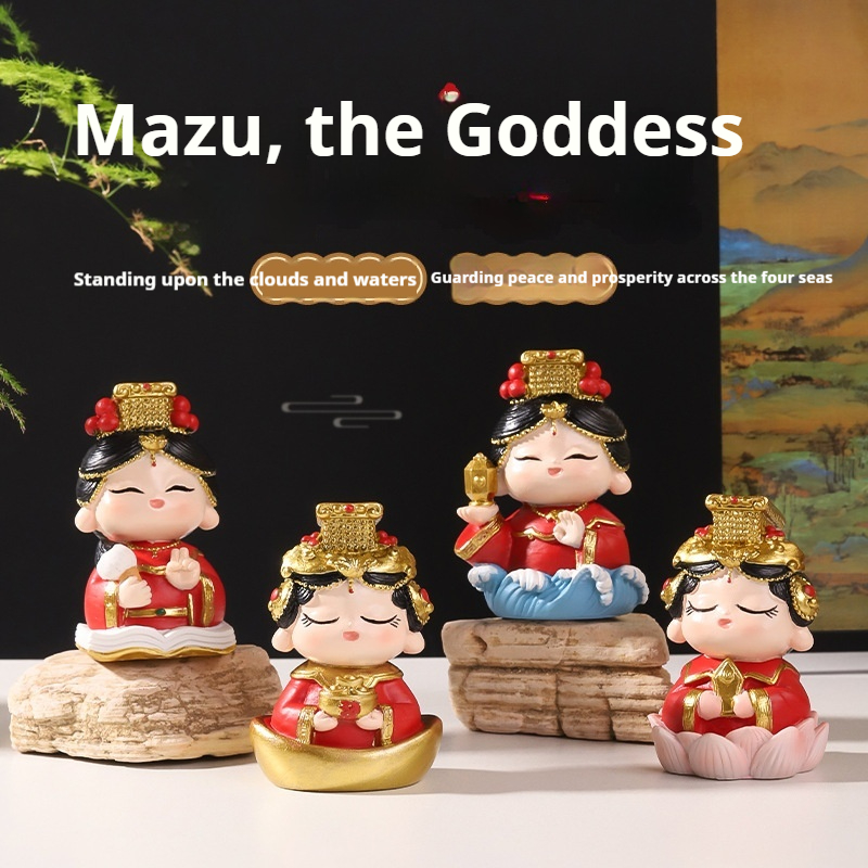 Crafting Resin - Figurin Resin Mazu Gaya Tiongkok, Ornamen