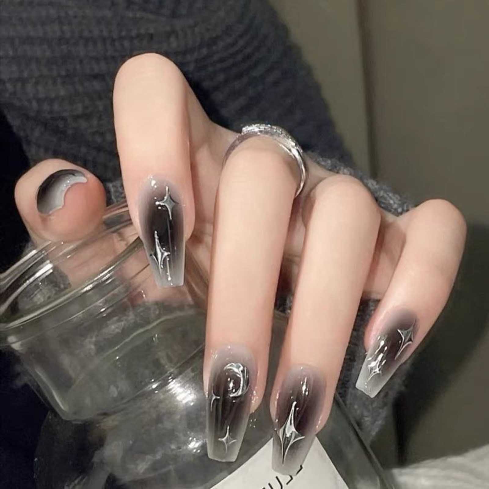 Kuku palsu Glitter, 24 buah/bo - Resin Glitter Pack ulasan dan harga